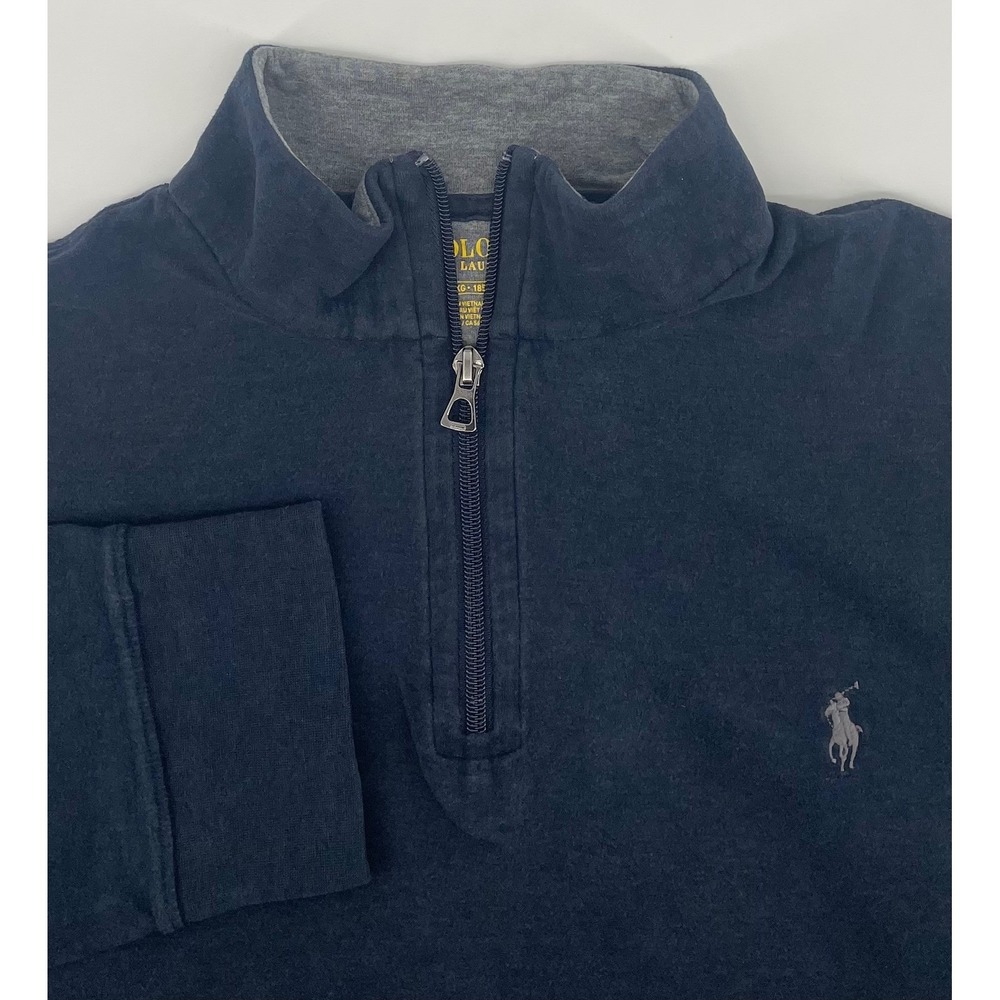 Polo Ralph Lauren Pullover Men XL Navy Blue 1/4 Zip Mock Neck  Preppy Collegiate